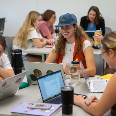 SEIp classroom, table of female students 